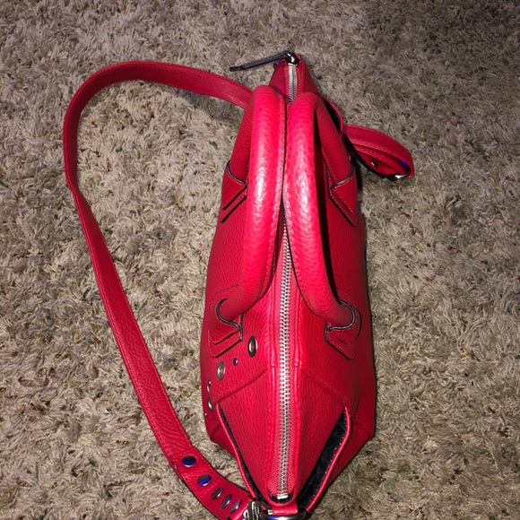 NWOT SAM & LIBBY RED LEATHER SATCHEL W LONG STRAP - Picture 10 of 10